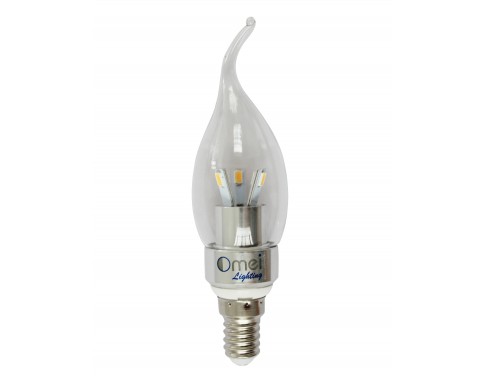 Flame Tip LED E14 3W Candelabra Base Cool White 6000K Candle Light Bent Tip Chandelier Light bulbs